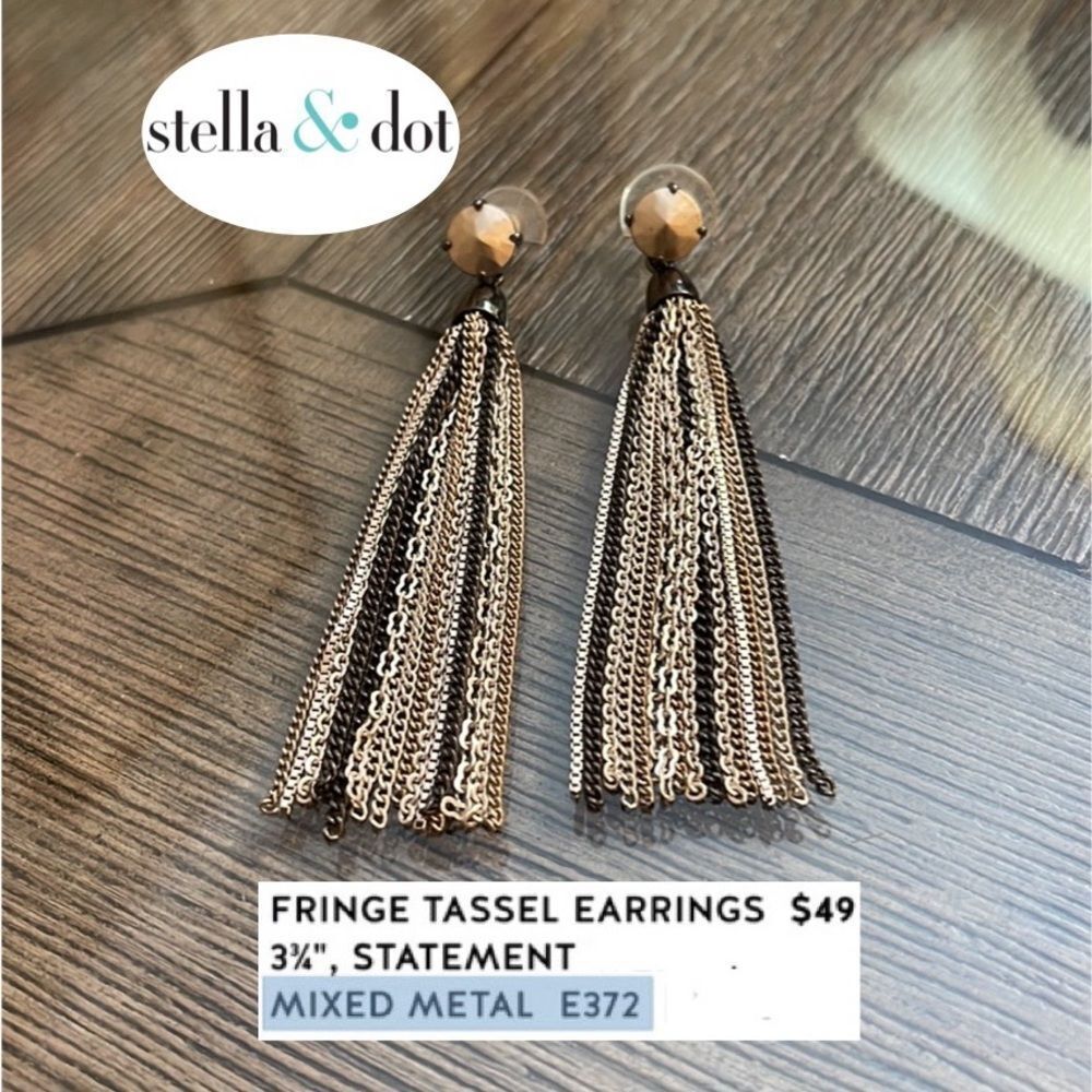 Stella & Dot Multi Metal Fringe Tassel Earrings E372